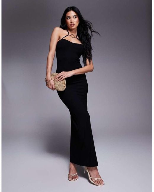 ASOS Blue Bandeau With Strap Detail And Trim Midaxi Dress