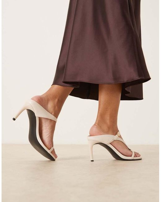 Glamorous Natural Heeled Mule Sandals