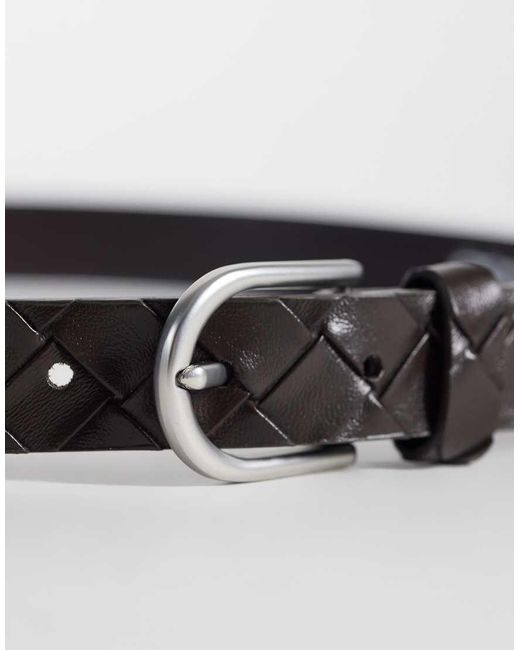 ASOS White Embossed Basket Weave Belt for men