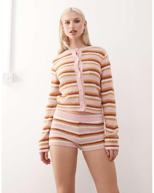 Reclaimed Vintage Pink Knit Micro Shorts Festival