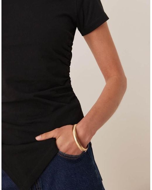 ASOS Black Ruched Side Asymmetric T-shirt