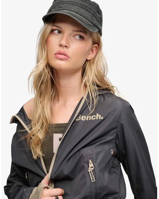 Bench x Superdry & Co Blue Hooded Shell Bomber Jacket