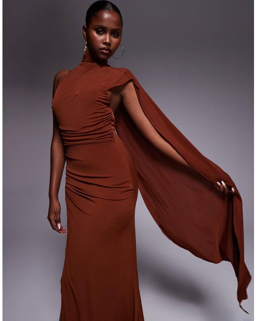 TFNC London Brown – maxikleid mit one-shoulder-träger