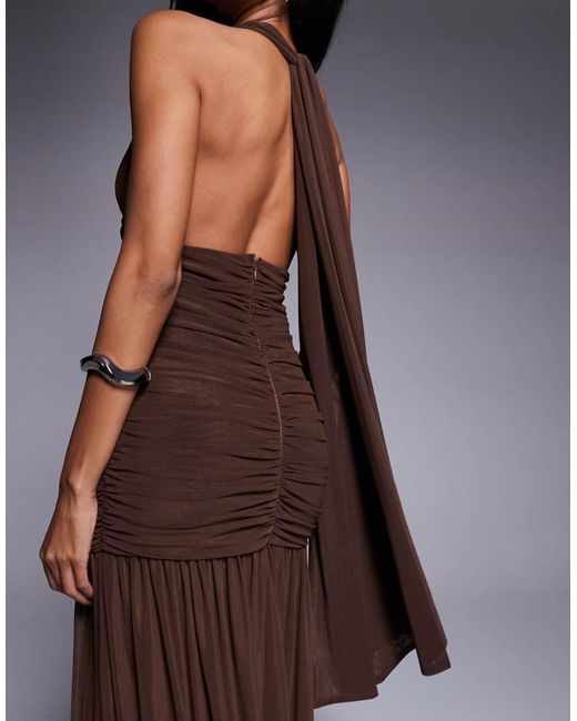 TFNC London Halter Neck Maxi Dress With Open Back in Brown Lyst UK — free download