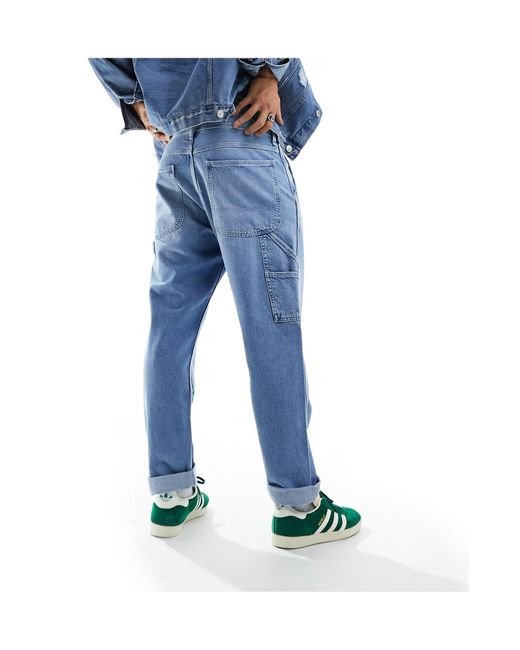 Lee Jeans Blue Panelled Carpenter Straight Fit Jeans for men