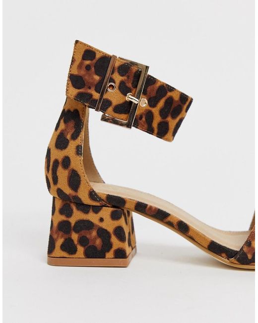 leopard print mid heel sandals