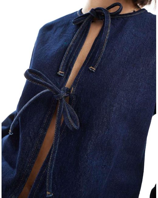 Top A Maniche Lunghe Allacciato Sul Davanti di ASOS in Blue