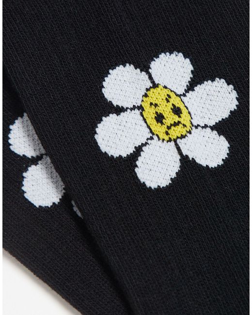 ASOS Black Jacquard Sock With Daisy Artwork for men