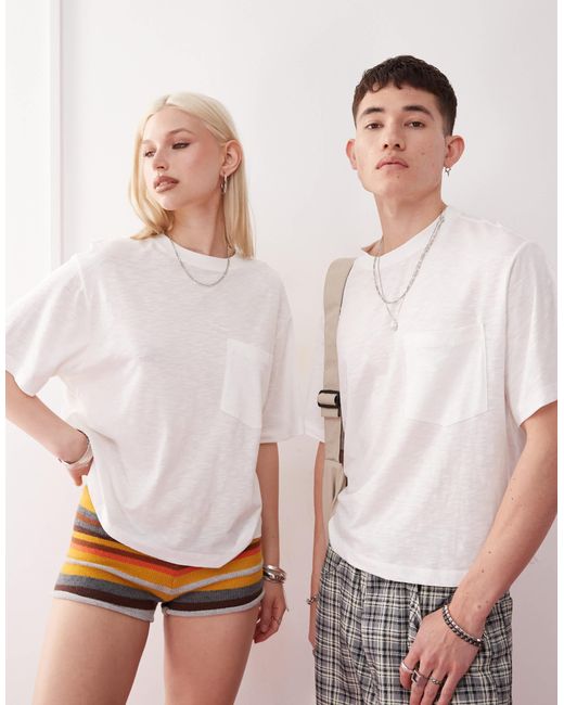 Reclaimed (vintage) White – cropped unisex-t-shirt aus jersey