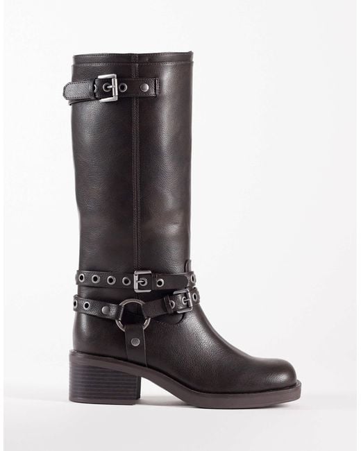 ASOS Black Cassandra Eyelet Biker Boot