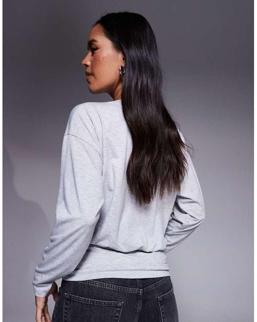 ASOS Gray Cinched Waist Batwing Top