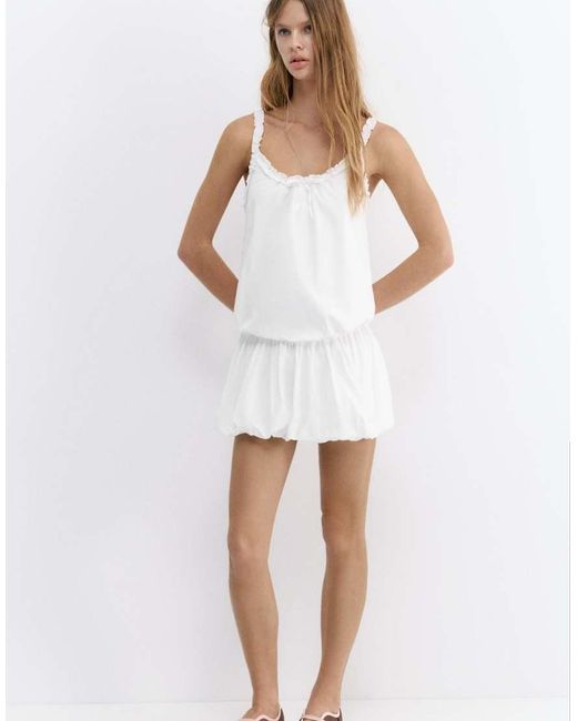 Pull&Bear White Short Balloon Dress