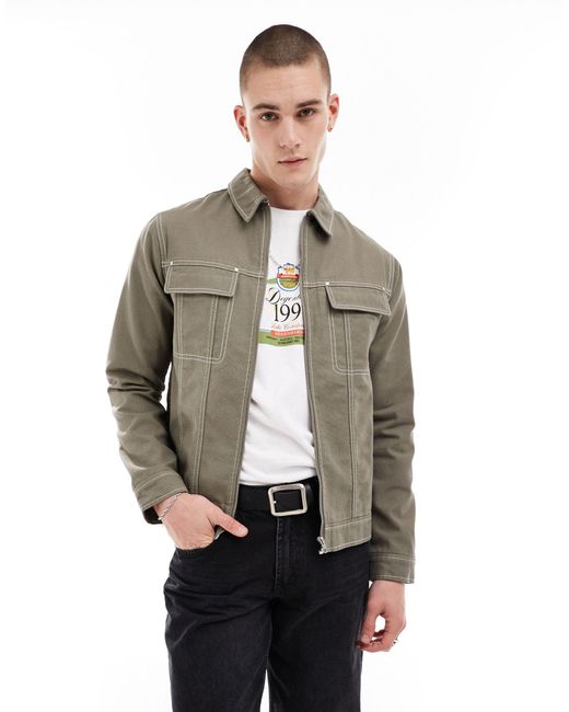 ASOS White Western Jacket With Contrast Stitching for men