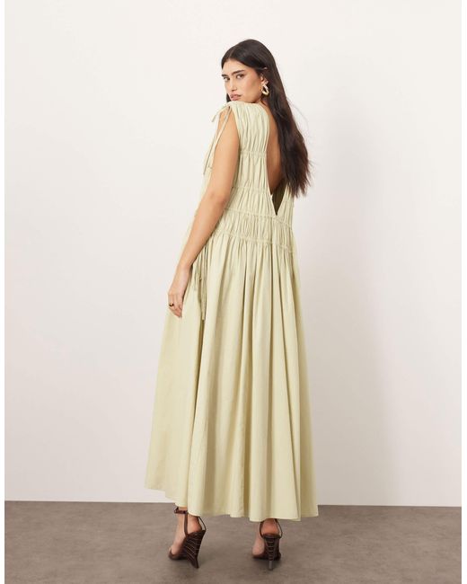 Robe trapèze mi-longue en coton épuré à cordon ARRANGE en coloris Natural
