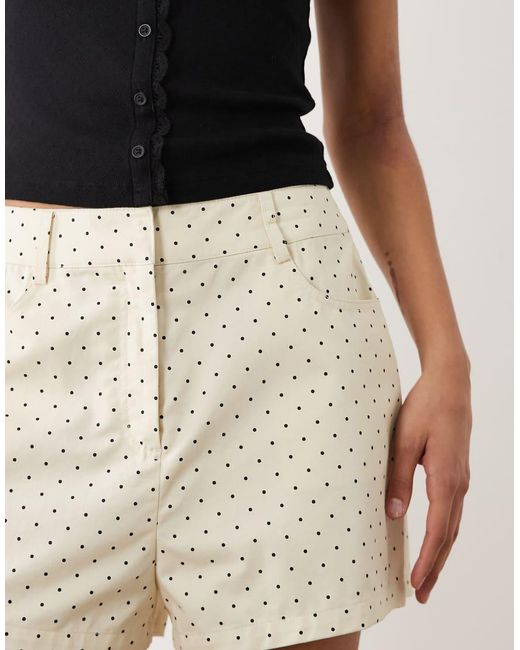 Mango Natural Dots 100% Cotton Denim Shorts