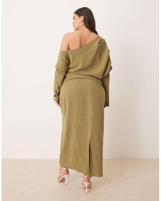 ASOS Natural Asos design curve – midikleid aus leinen