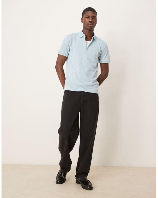 SELECTED Blue Zip Polo Shirt for men