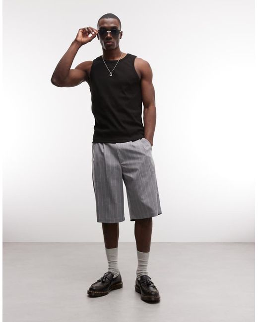 Prohibited Gray Tailored Pleated Shorts for men