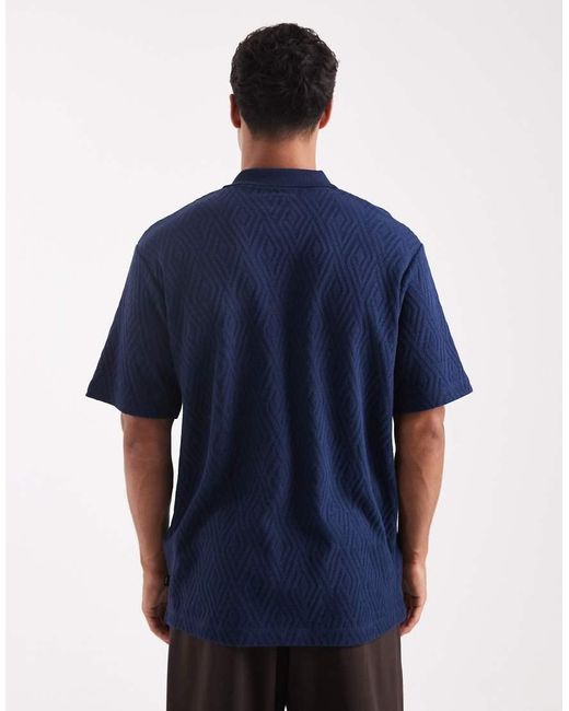 Jack & Jones Blue Premium Short Sleeve Knitted Polo for men