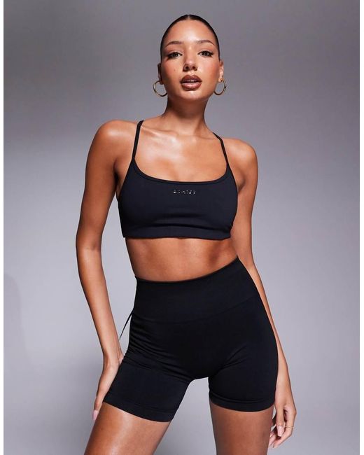 BO+TEE Blue Backless Scoop Neck Sports Bra