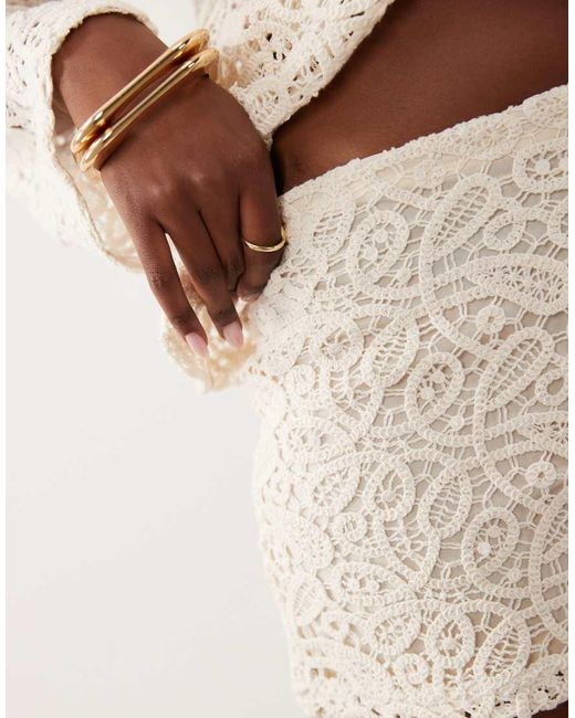 Gina Tricot Natural Co-Ord Knitted Crochet Shorts