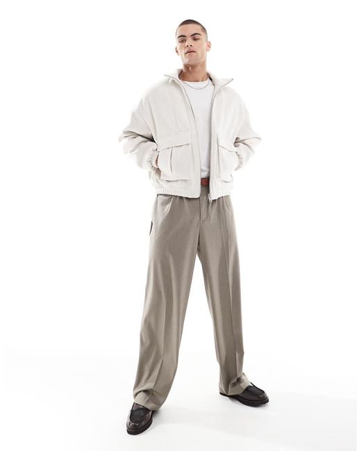 Bershka White Harrington Tailored Jacket for men