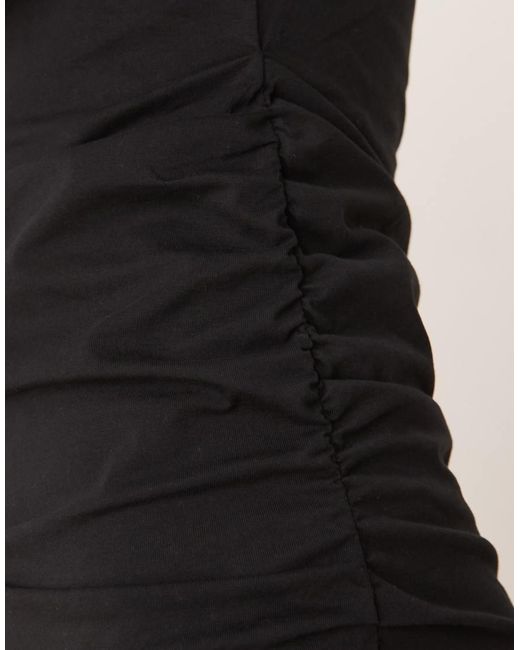 ASOS Black Crew Neck Midaxi T-Shirt Dress With Ruched Sides