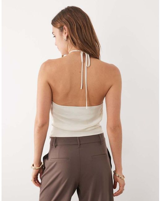 ASOS White Satin Halter Neck Top