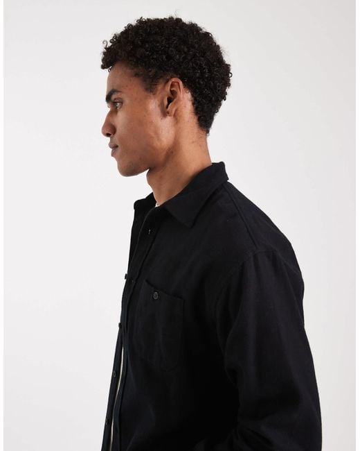 Threadbare Black Button Down Cotton Shirt for men