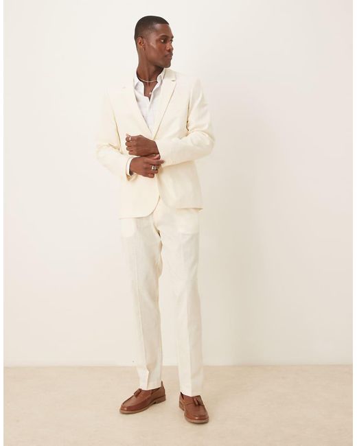 ASOS Natural Linen Look Slim Suit Jacket for men