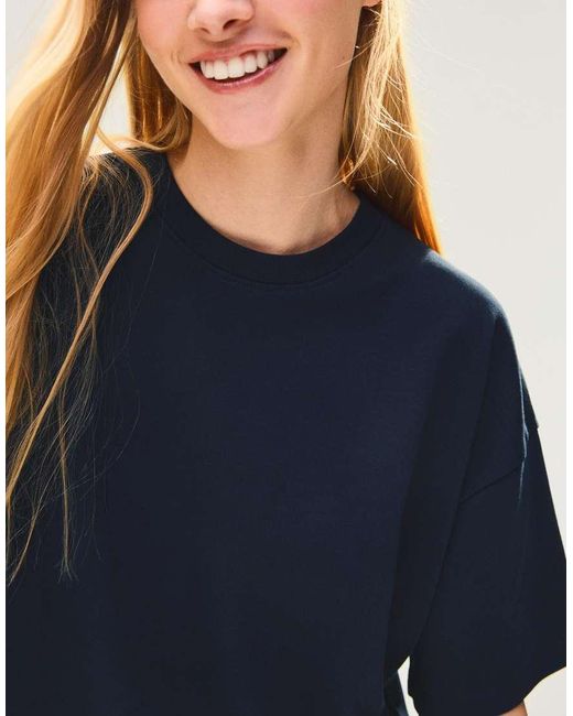 Bershka Blue Oversize Short Sleeve T-shirt