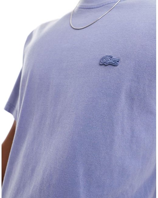Lacoste Blue Washed Short Sleeve T-shirt With Tonal Logo for men