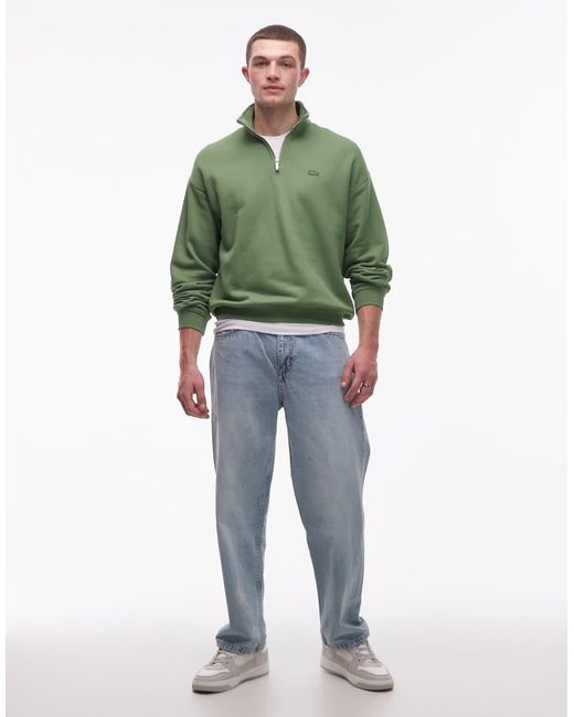 Lacoste Green Quarter Zip Sweatshirt for men