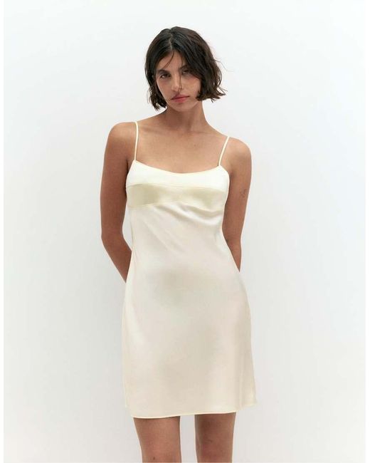 Pull&Bear Natural Satin Mini Dress With Straps