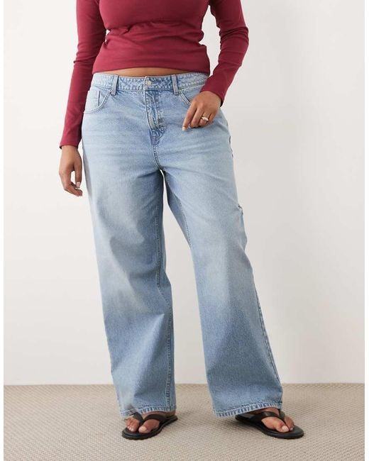 ASOS Red Asos Design Curve Straight Wide Leg Jeans