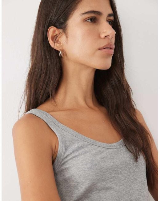 ARKET Blue Jersey Vest Top With Deep Scoop