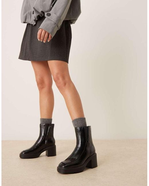 Calvin Klein Black 100% Leather Block Heel Ankle Boots
