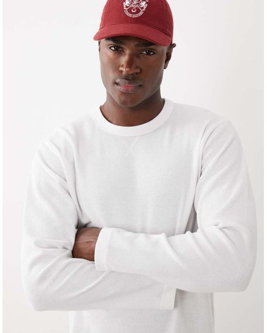 Cotton On White Textured Long Sleeve T-Shirt for men