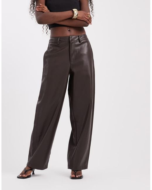 ONLY Black Faux Leather Barrel Trousers