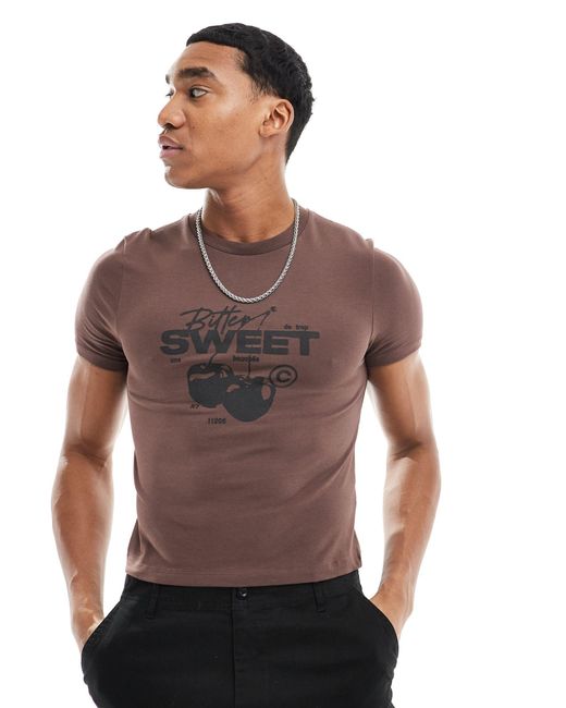 ASOS Gray Muscle Fit Cropped T-shirt for men