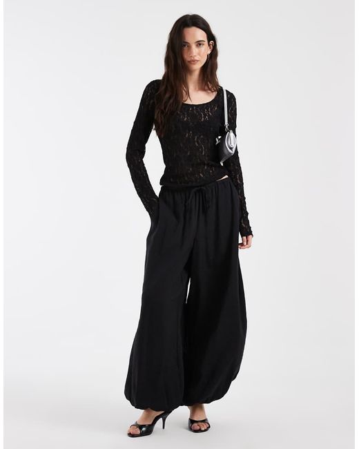 Vero Moda Black Long Sleeve Lace Reversible Top