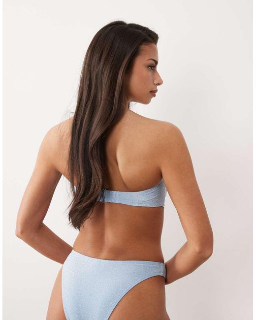 South Beach Blue Glitter High Leg Bikini Bottom