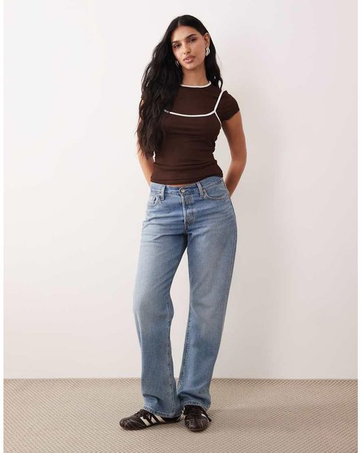 ASOS Multicolor Sheer Double Layer Top With Contrast Binding