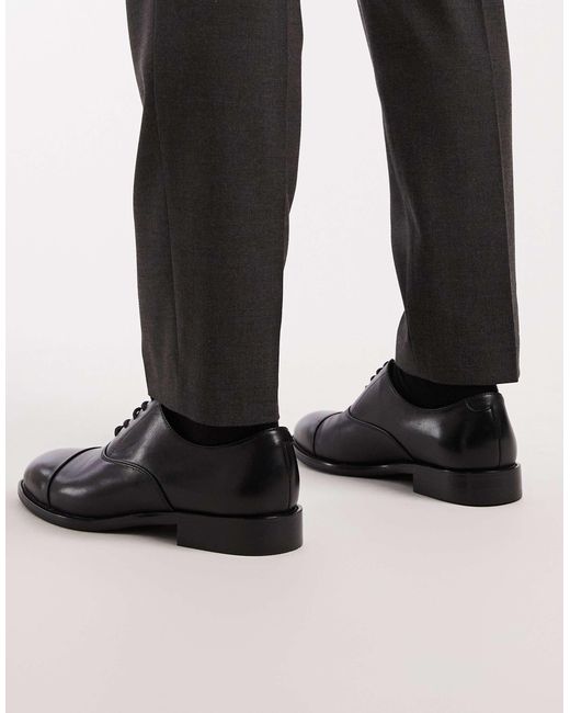 ASOS – oxford-schuhe aus em leder mit zehenkappe in Black für Herren
