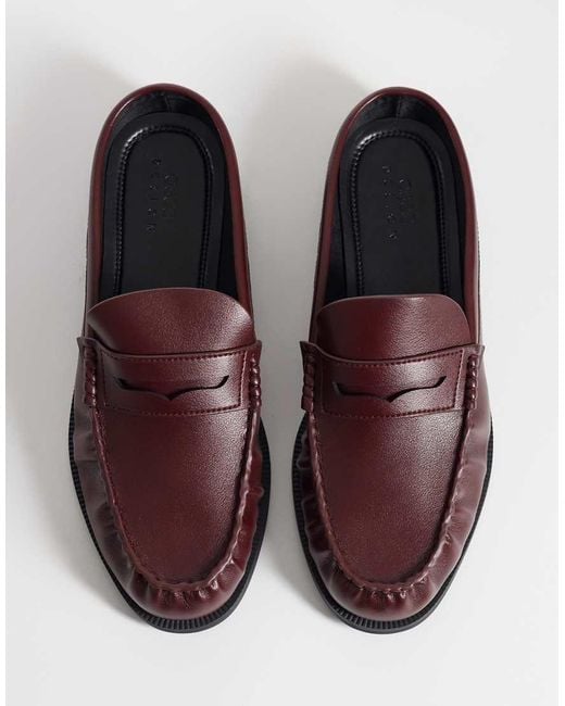 ASOS Brown Mule Penny Loafers With Ruching for men