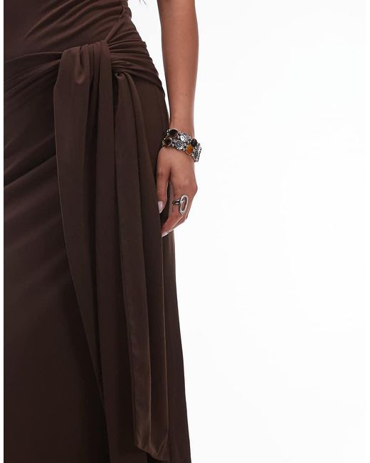 Nia Brown Victoria High Neck Slinky Midaxi Dress
