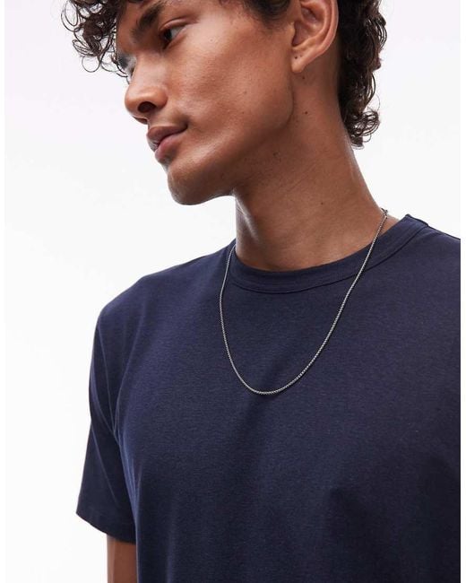 T-Shirt Leggera Vestibilità Classica di Topman in Blue da Uomo