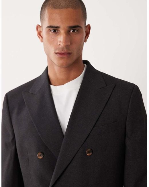 ASOS Gray Regular Double Breasted Suit Blazer for men