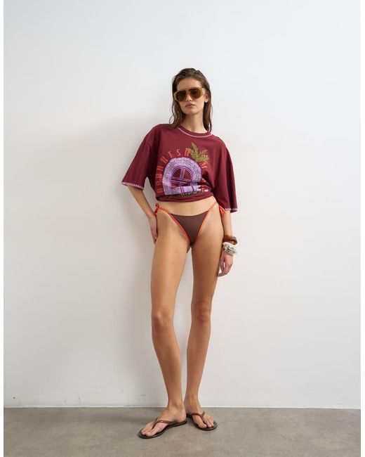 TOPSHOP Red Ibiza Thong Bikini Bottom