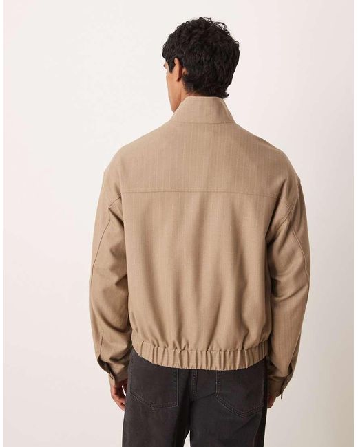 ASOS Ruimvallend Net Trainingsjack Met Krijtstreep in het Natural voor heren